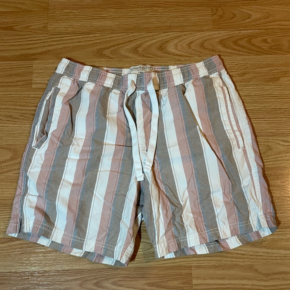 Free Planet Striped Men's Shorts - Pink, White, Gray